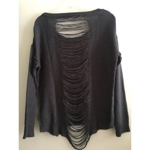 Gray open back sweater